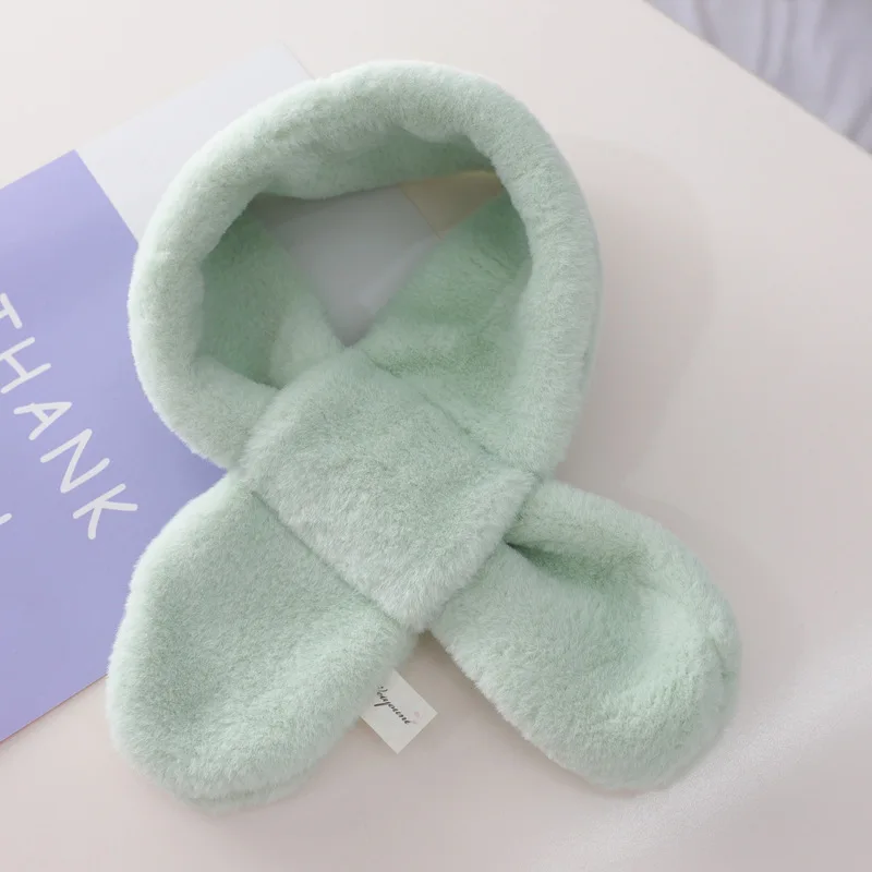 Детская одежда плотный теплый шарф сплошной цвет милый пушистый плюшевый шейный