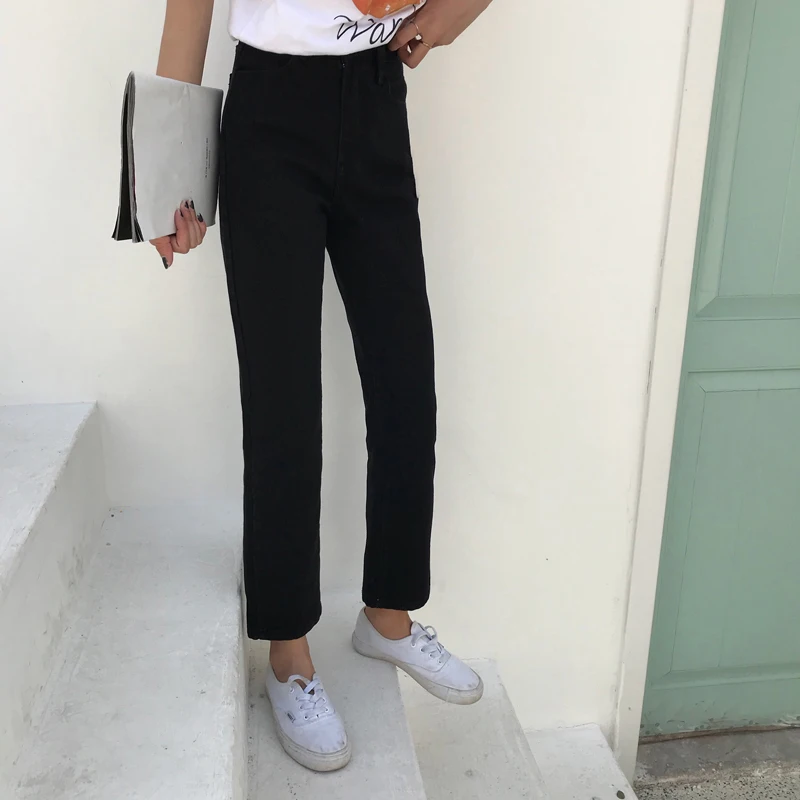 

Jeans Women Ulzzang Streetwear High Waist Spring Autumn 2020 Loose Straight Korean Style Student Womens Trousers Chic Casual