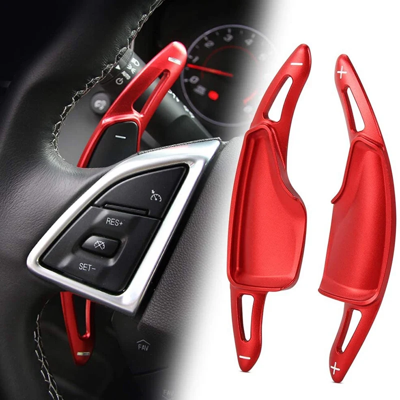 

2PCS/Pair Aluminum Steering Wheel Paddle Shifter Extension for Chevrolet Camaro 2017 2018 2019 Chevy C7 Corvette 2015-2019 (Red)