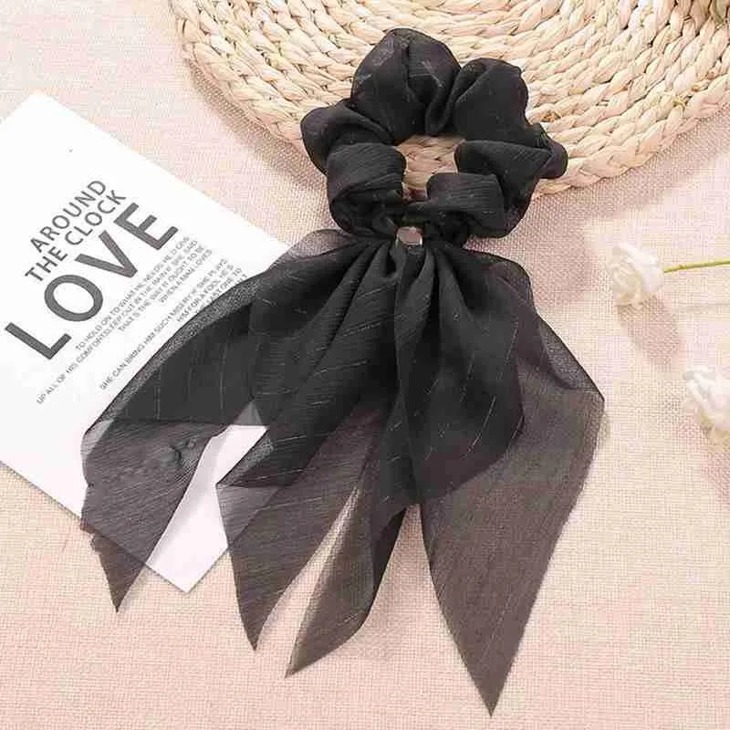 

Pure Color Elastic Hair Tie Hair Scrunchie Bows Chiffon Ponytail Women Color Accessories Ties Hair Cute Holder Candy Hairband