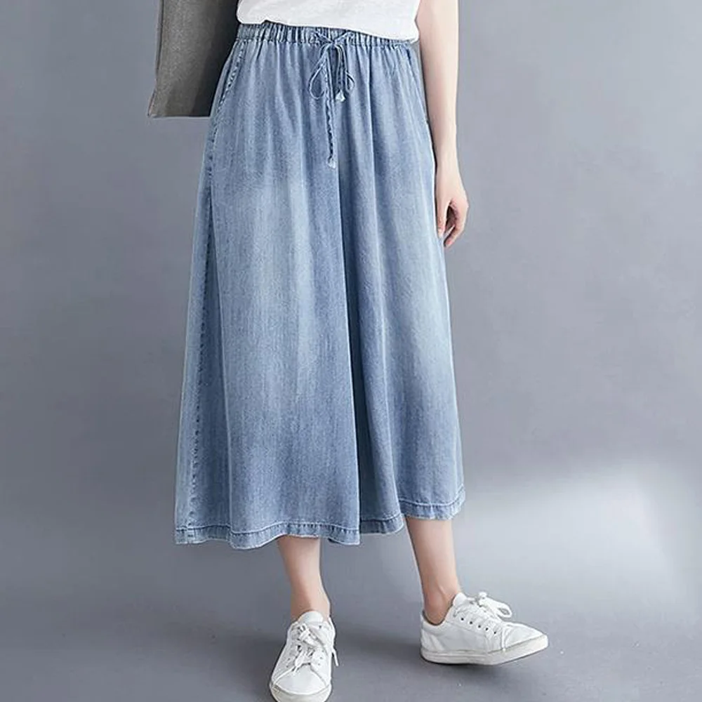 Повседневные свободные брюки с высокой талией и широкими штанинами Женские