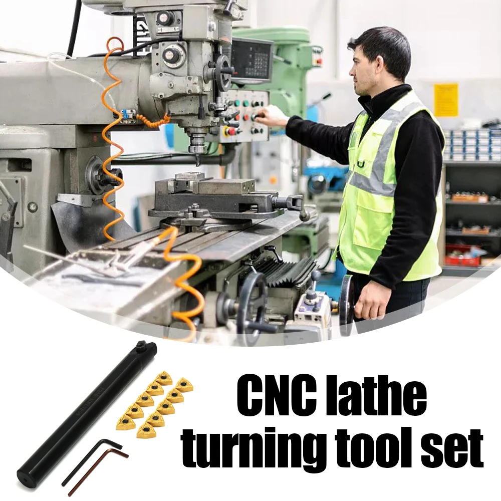 

Lathe Turning Tool Boring Bar Holder and 10pcs WNMG080404 Carbide Insert and 2 Hex Wrench