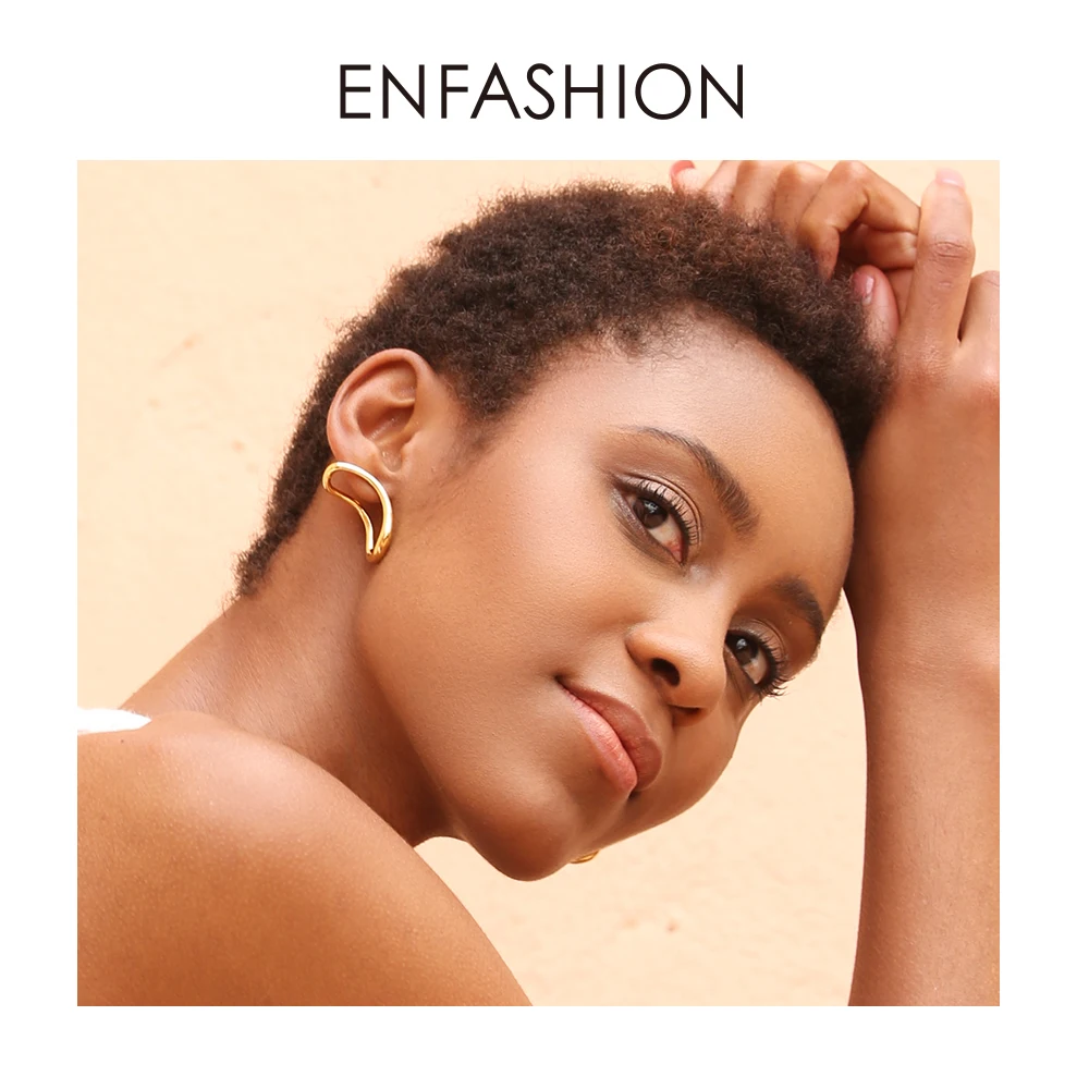 Женские серьги гвоздики ENFASHION в стиле панк с геометрическим рисунком золотого