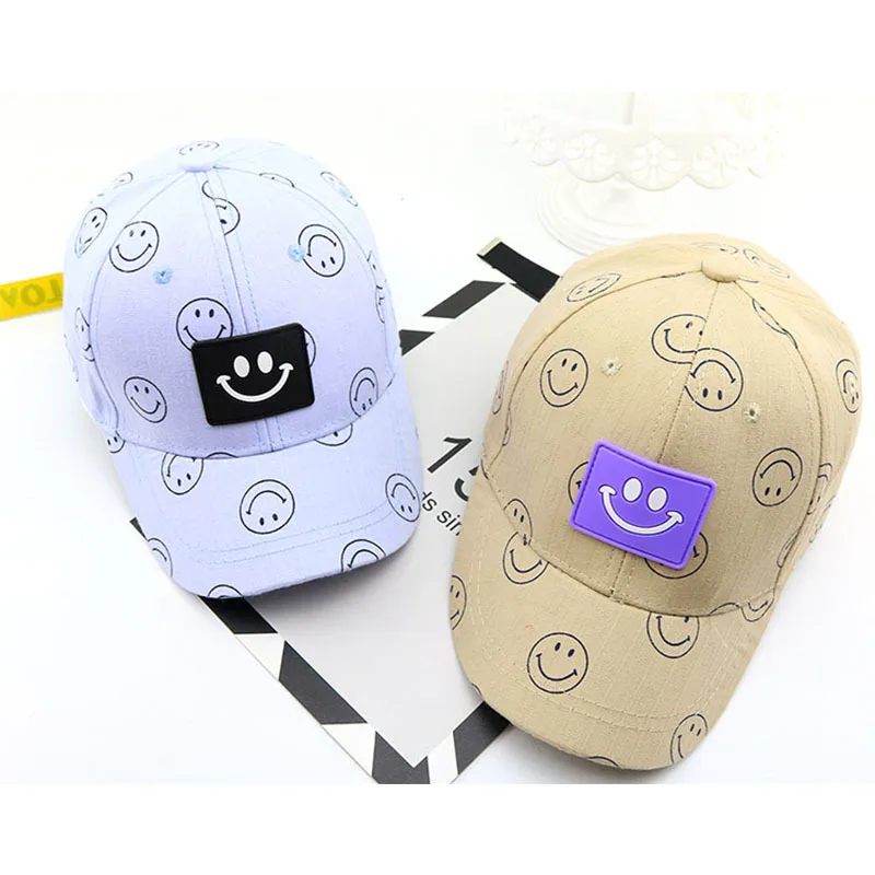 Детская шапка со смайликом детская бейсбольная кепка с вышитыми цветными