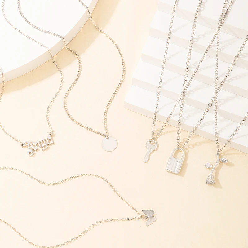 Ожерелье Tocona с подвеской в виде розовых цветов 6 шт./комплект | Украшения и