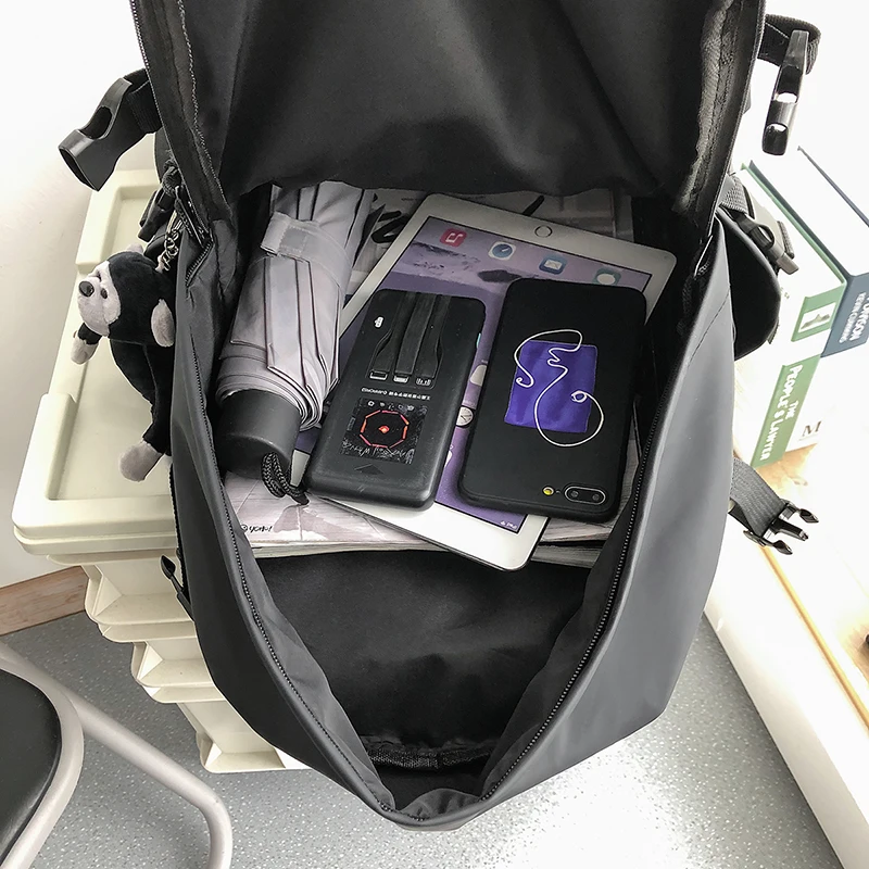 

College Large Capacity Film Coating Waterproof Oxford Cloth Couples Backpack Multiple Pockets Women Laptop Backpack Schoolbag