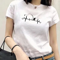 women t shirt heart beating graphic print oversize fashion aesthetic tees casual o neck t shirts female clothing white t shirts