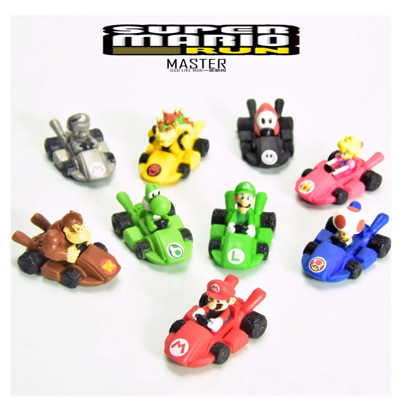 

Mini Super Bros Cars Model Cartoon Vehicle Yoshi Luigi Peach Action Figure Model Toy Car Kart Racing Model Kids Toy Gift
