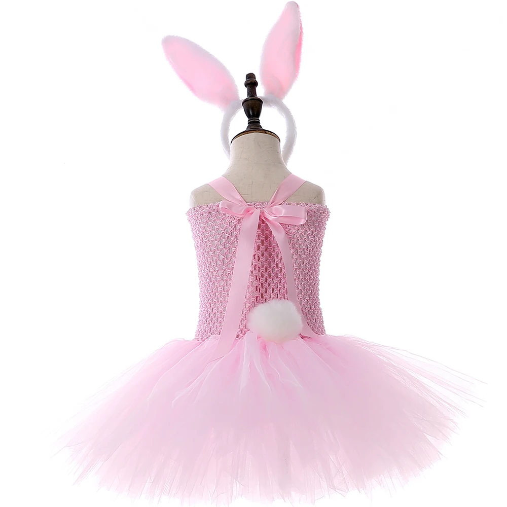 Для девочек розового цвета с изображением кролика платье От 1 до 12 лет Пышное