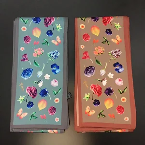 Новый 160 см * 13 см, маленький женский саржевый шелковый шарф, шарф с принтом в виде цветов, женский головной платок, роскошный брендовый цветочный галстук для женщин