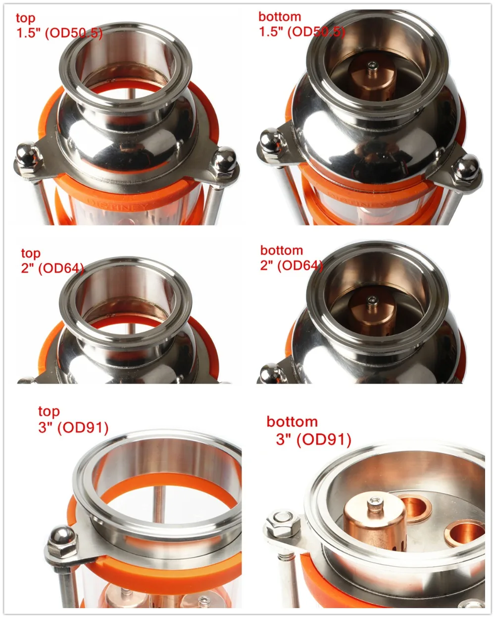 

304 stainless steel/copper bubble Distillation Column with 5 section for distillation .Glass column