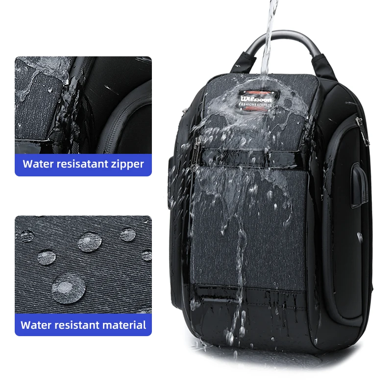 WIERSOON Adjustable Backpacks Men New Anti-thief Women Waterproof Shoulder Bags USB Charging Unisex Travel Leisure Backpack