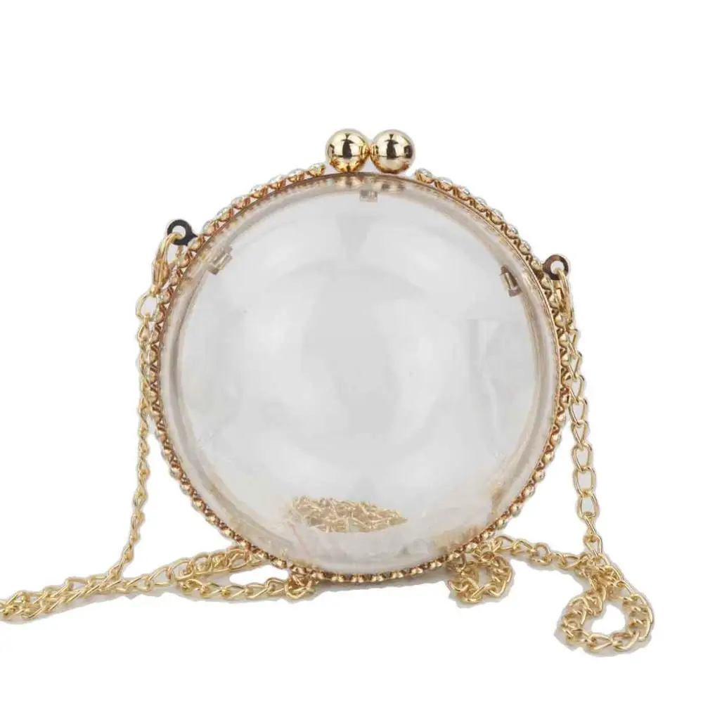 Сумка-мессенджер с золотой цепочкой Прозрачный женский кошелек жемчугом и