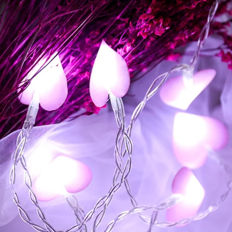 1 5 м 10 светодиодов Розовый Синий Цвет фея сердце светодиодные гирлянды на Новый