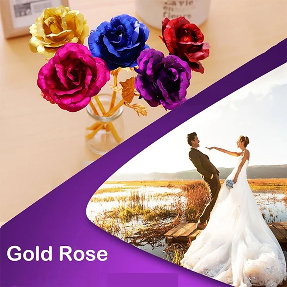 

Fashion Artificial Foil Plated Gold Rose Lasts Forever Love Wedding Decor Flower Gift For Valentine'S Day Mother'S Day Birthday