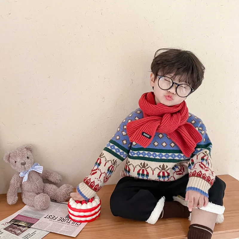 

New Angola Velvet Pullover Knitting Kids Sweaters Spring Winter Baby Girls Warm Tops Bottoming Children Clothes High Quality