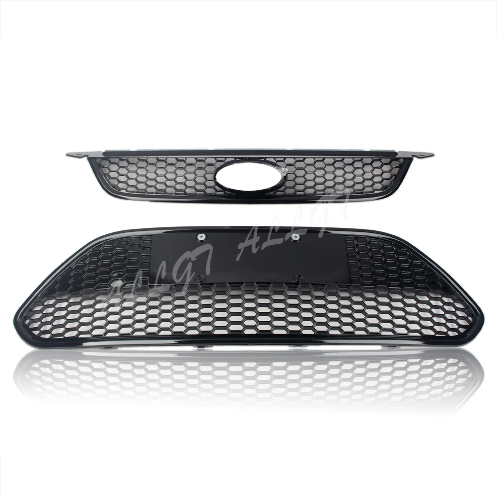 Передняя жаберная решетка + нижняя бампер сотовая для Ford Focus хэтчбек седан 2009 2010