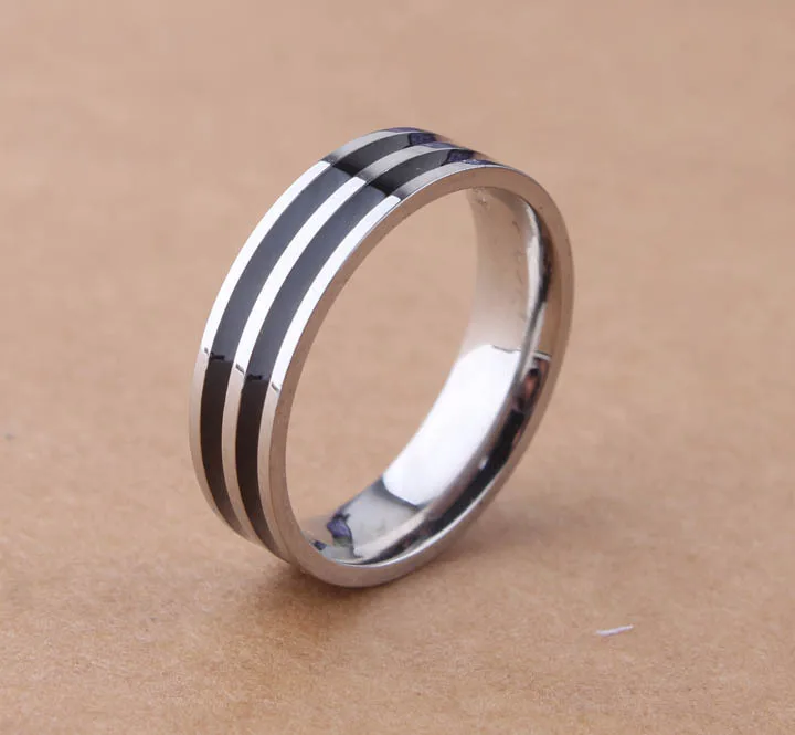 

wedding rings Brand New Fashion Christmas Gift Blue Double Black Strip 316L Titanium Steel Ring Genuine HOT SELL Popular
