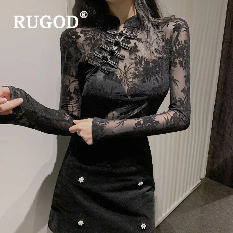 Кружевная блузка RUGOD в Корейском стиле с вышивкой 2019|Футболки| |