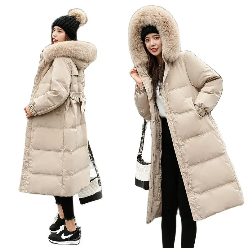 

Parkas Coat Long Thick Padded Parkas Women Wide-Waisted Cotton Liner Winter Jackets Female Loose Fit Casual Solid Coats 2021