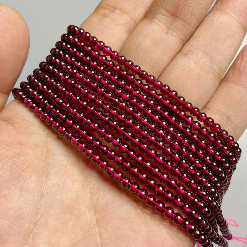 

Genuine Natural AA+ Red Garnet Bead Real Garnet Quartz Craystal Gem Loose Stone Beads For Jewelry Making DIY Bracelet Necklace