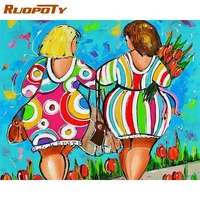 ruopoty girl acrylic paint by number oil painting diy craft kits for adults handmade frame picture drawing coloring by number de