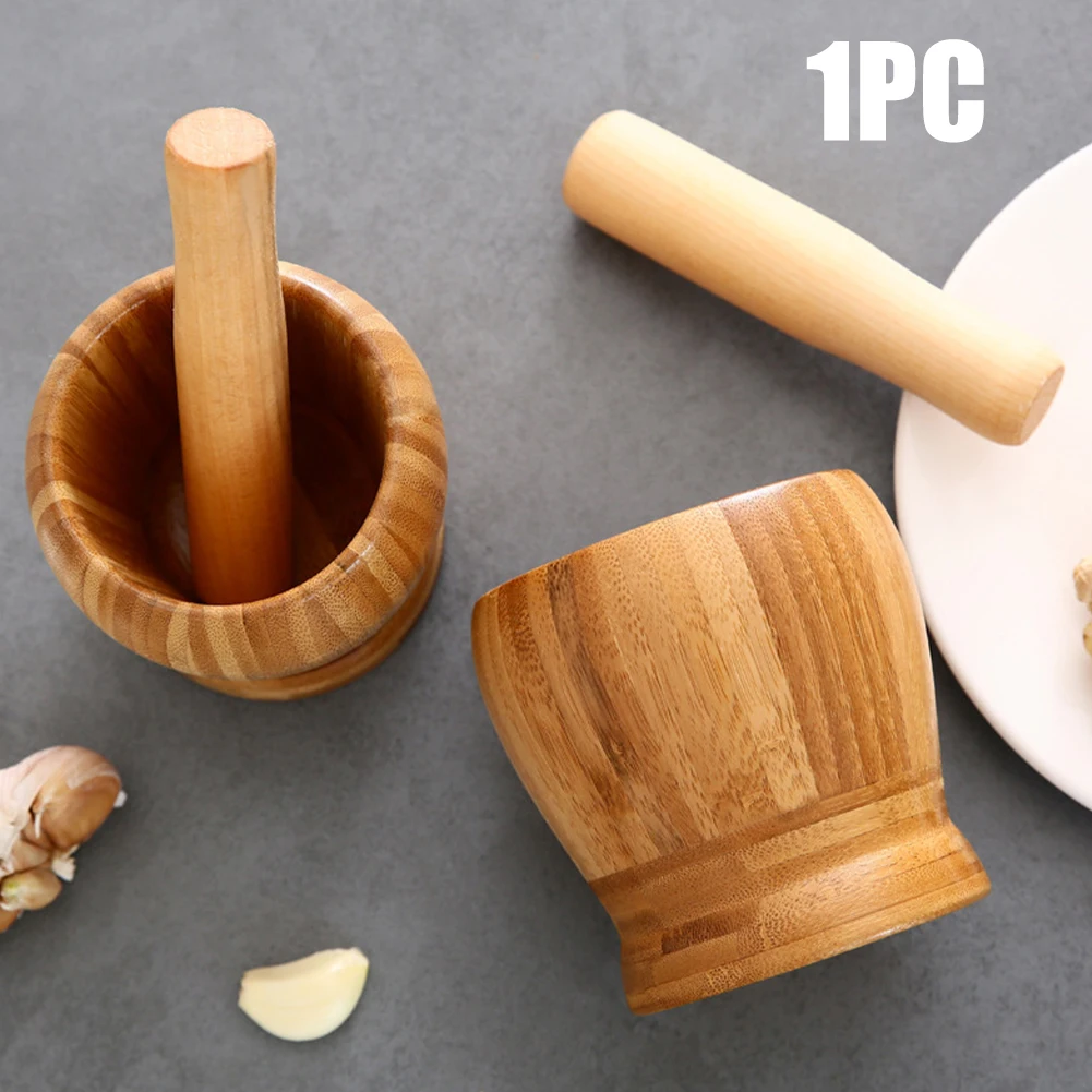 Smooth Herbs Grinder Crusher Garlic Press Bamboo Easy Clean Pepper Mortar And Pestle Set Ginger Spices Kitchen Tool Manual | Дом и сад