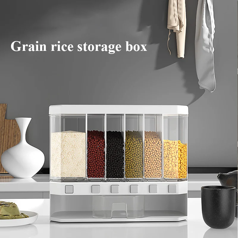 

12KG Independent Large-Capacity Grain Tank Rice Storage Box Rice Tank Wall-Mounted Rice Plastic Grid Storage Box Kitchen