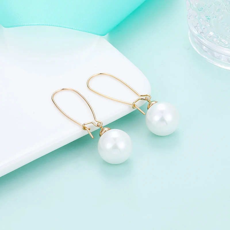 MAIKALE New Fashion Luxury Round Dangle Gold Camber Long Earrings Hanging Big Pearl Drop Earrings for Women Jewelry Brincos images - 6