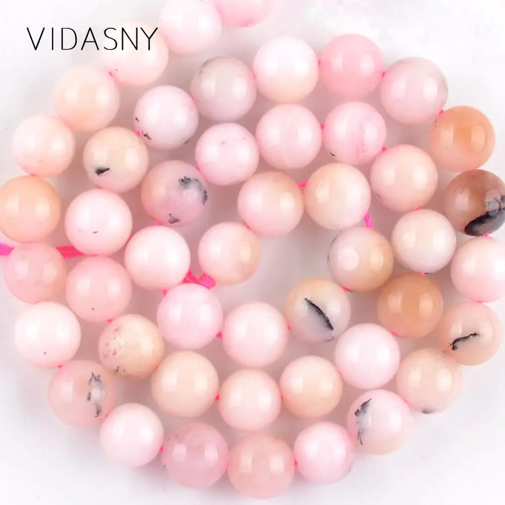 

Natural Minerals Gem Pink Opal Beads For Needlework Jewelry Making Round Stone Beads 4 6 8 10mm Diy Bracelets Necklaces 15''