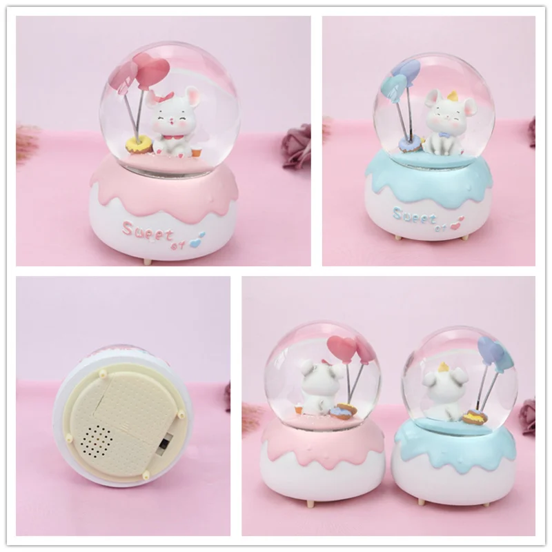 

Girly Heart Crystal Music Box Wedding Decoration Falling Snow Glowing Crystal Ball Ornaments Girl Kids Children Birthday Gifts