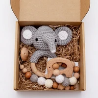 3pcslot baby rattle animal crochet wooden ring toys baby teethers for baby products diy crafts teething rattle amigurumi toys