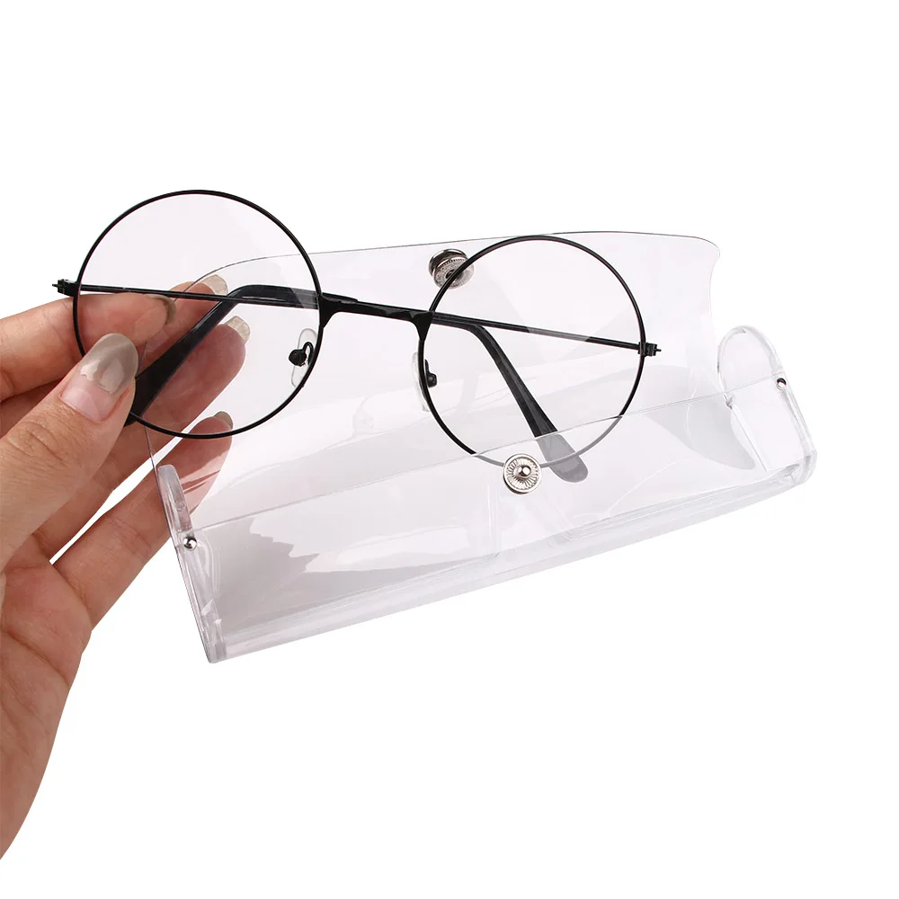 2 шт. сверхлегкие ПВХ портативные прозрачные чехлы для очков на кнопках прочные