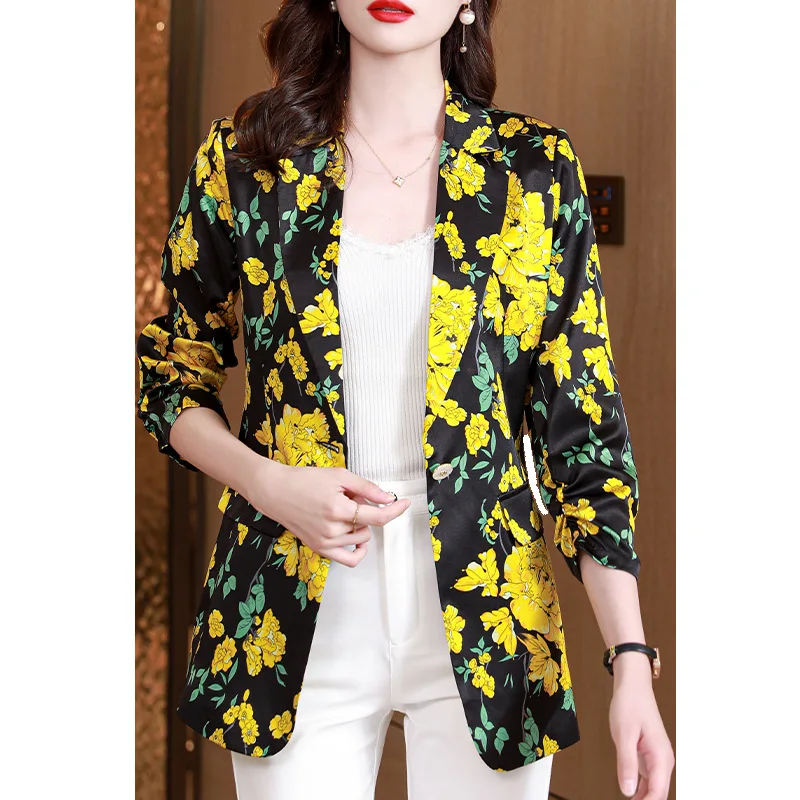 

Heavyweight Mulberry Silk Small Suit Women's Autumn 2021 New Fashion Slim Seven Sleeve Suit Jacket Top