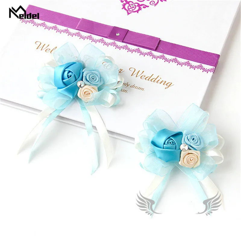 Свадебные браслеты для подружек невесты шелковые с цветами Мужские