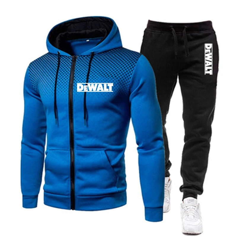 

Tracksuit Men Set Two Piece Sportswear Zipper Hoodie + Pants Casual Sport Suits Sweatshirt + Sweatpants Male Clothing