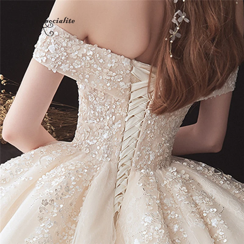 

Luxury Ball Gown Wedding Dresses for Bride Lace Beaded Corset Back Plus Size Princess Bridal Gowns Vestido De Noiva