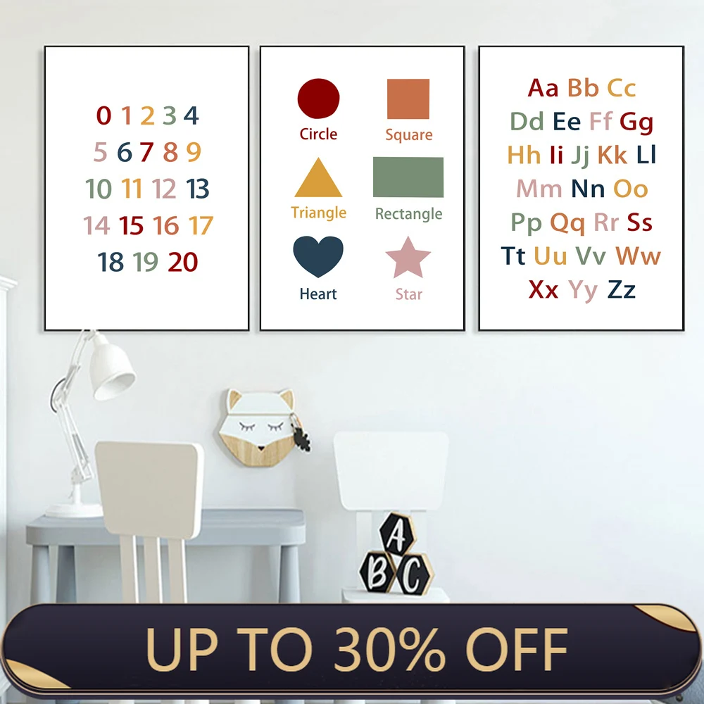 

Number Education Posters And Prints ABC Alphabet Poster Canvas Painting Education Learning Print Nursery Wall Picture Kids Roo
