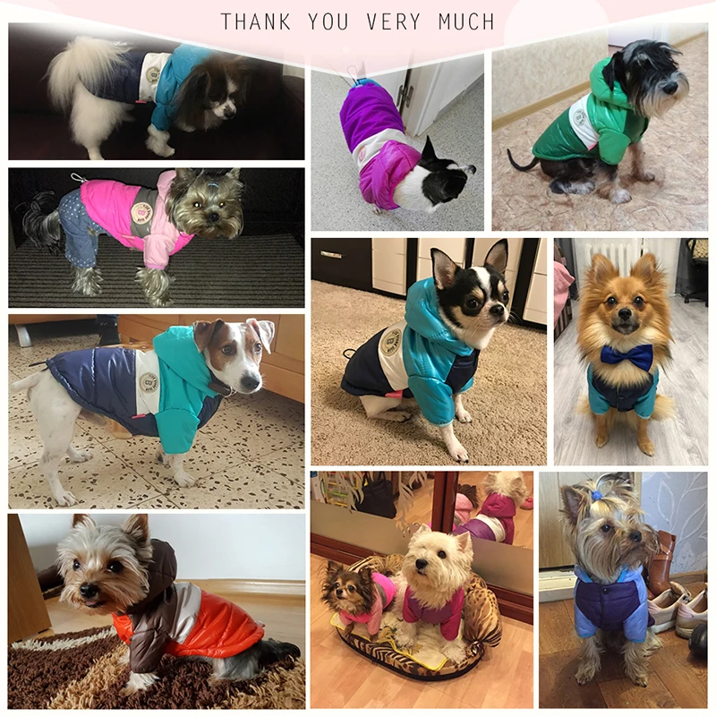 Осенне зимняя одежда для собак маленьких водонепроницаемая тканевая куртка