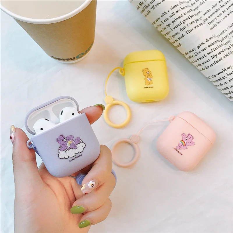 Конфета Медведь Кожа Чехол для airpods для удостоверения личности-2 1 Care Bears мягкие беспроводные bluetooth наушники earpods для airpod чехол защитный чехол с крышкой