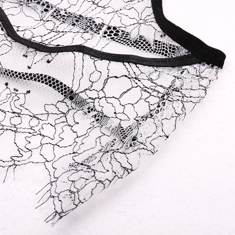 

Sexy Solid Color Transparent Erotic Erotic Lingerie Lace Suit Women Embroidery Dot Chiffon Jumpsuit Erotic Mesh Stripper Clothes