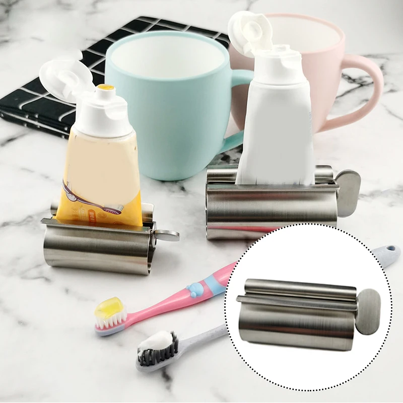 

Rolling Facial Cleanser Holder Manual Toothpaste Squeezer Stainless Steel Tube Toothpaste Dispenser Bathroom Accessories Set