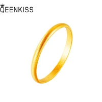 qeenkiss rg502 fine jewelry wholesale fashion woman man lovers birthday wedding gift simple slim round wide 2mm 24kt gold ring