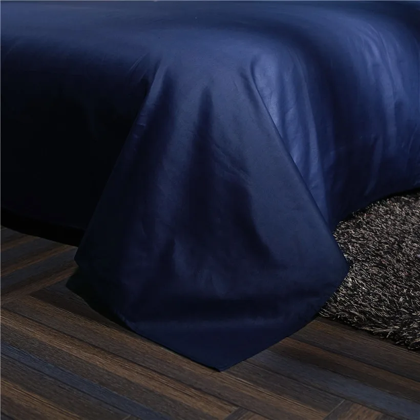Luxury Hotel 4pcs Imitate Satin Navy Blue Queen King Size Bedding Sets Flat/Fitted Bed Sheet Duvet Cover Pillowcase Set | Дом и сад