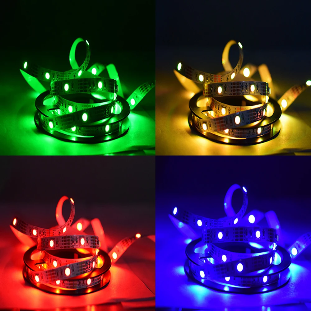 RGB LED Lights Strip 5V 3AA Battery Box Colorful Remote Controller Flexible Lamp Tape Diode Festival Fita Tira Luces TV Desk images - 6