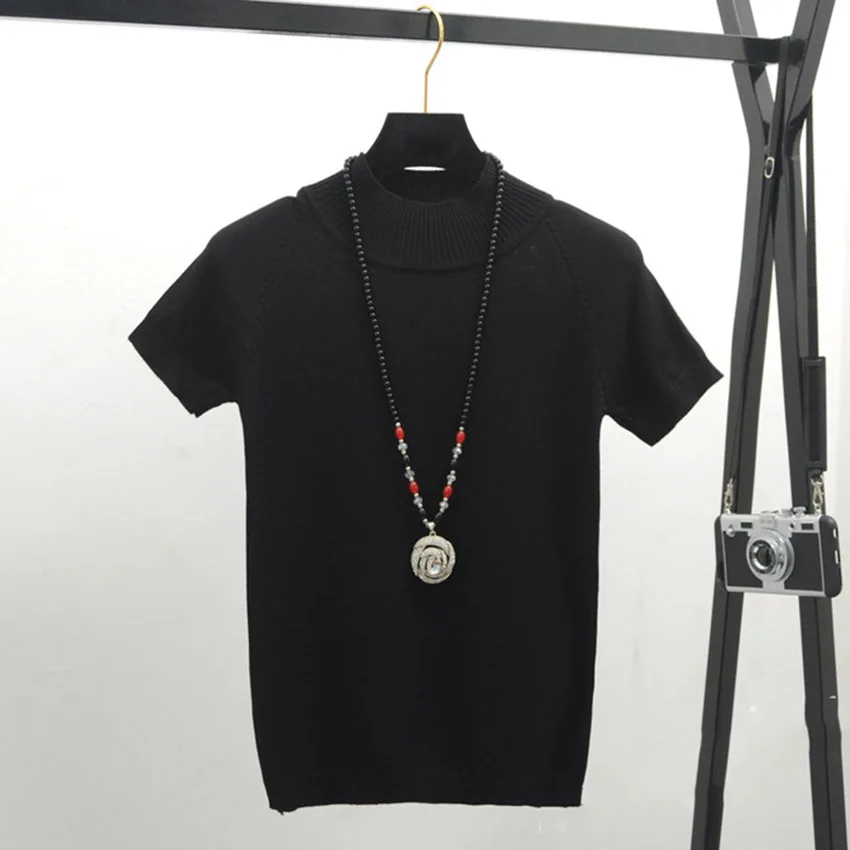 6 цветов летние тонкие трикотажные топы женская футболка с коротким рукавом