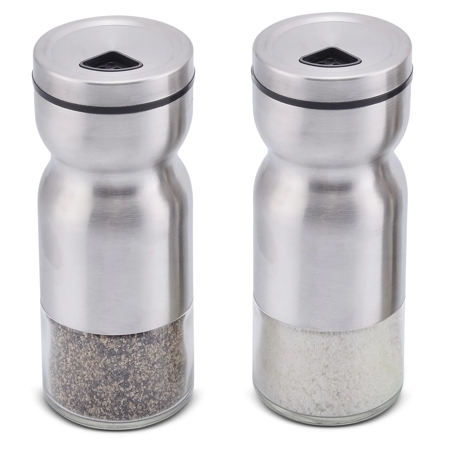 

BalleenShiny Salt And Pepper Shakers With Adjustable Pour Holes Glass + Stainless Steel Seasoning Bottle Kitchen Storage Tools