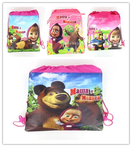 Нетканые тканевые дорожные сумки для плавания с изображением Маши и медведя 1 шт.