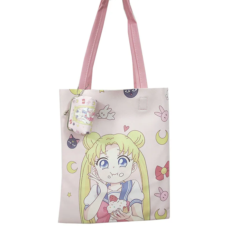 with coin purse 3 Сейлор Мун милые женские Сумки из искусственной кожи на плечо Bolsa Feminina Carteras Mujer женские сумки с мини-кошельком - Цвет: with coin purse 3