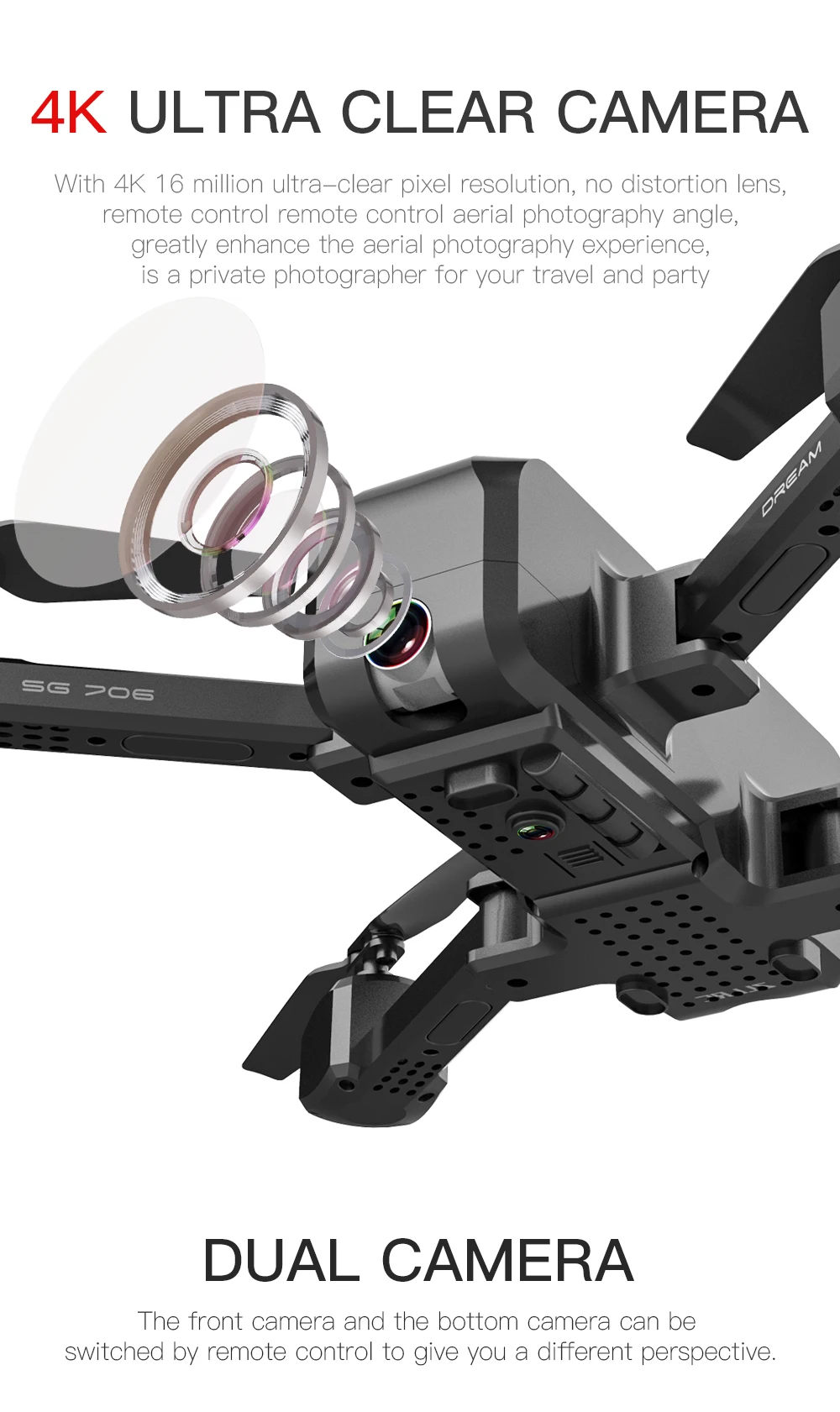 SG706 Квадрокоптер Дрон 4K 1080P двойная камера WiFi FPV оптический поток Профессиональный радиоуправляемый Дрон складной Квадрокоптер игрушки